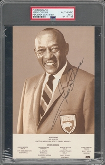 Jesse Owens Signed Lincoln Mercury Sports Panel Member 5x8 Photograph (PSA)
